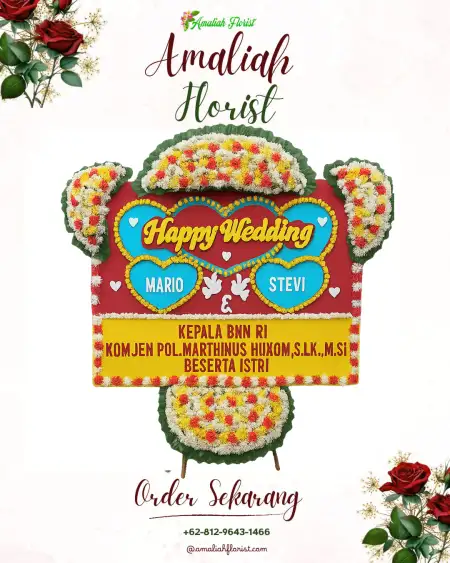 Papan Bunga Pernikahan Santiong